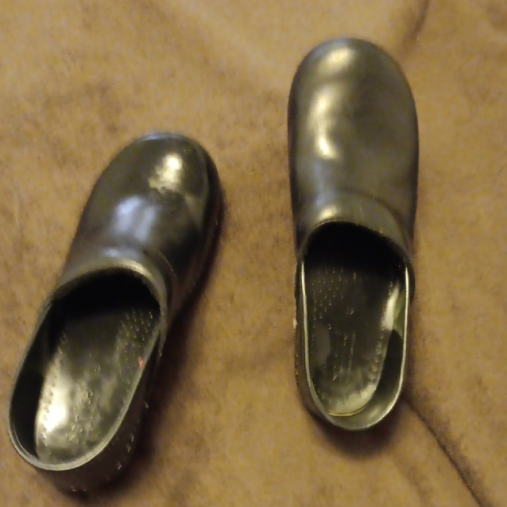 Sanita Black Leather Clogs